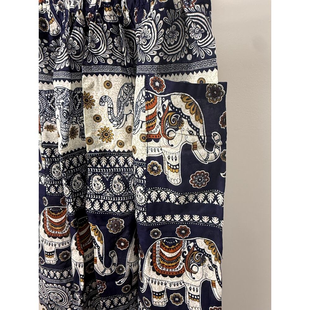 Women's Navy Elephant Print Wide Leg Pants - Picture 4 of 6